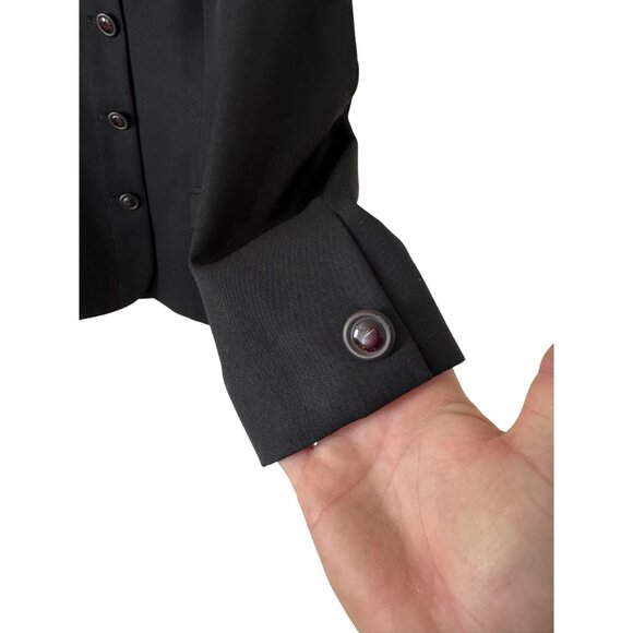 Black Wool Womens Blazer Jacket Size 4 Long Sleeve Made In USA - Picture 3 of 5